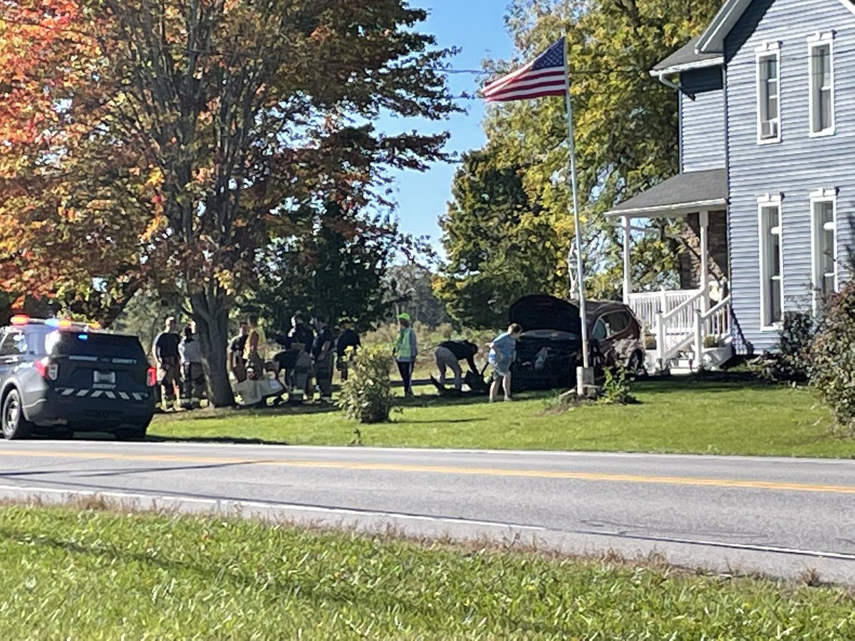 @monroesheriffny and @BrockportFDPIO on scene of a crash on West Sweden Road in the Town of Sweden.