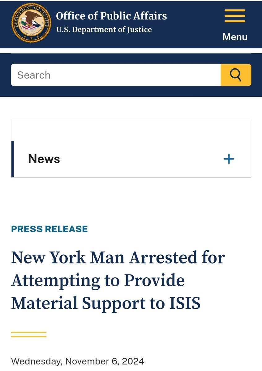 The Justice Department announced the arrest of Syed Aman, a U.S. citizen residing in Nassau County, New York, on charges of attempting to provide material support to the Islamic State. According to Department of Justice, Aman was arrested at John F. Kennedy International Airport