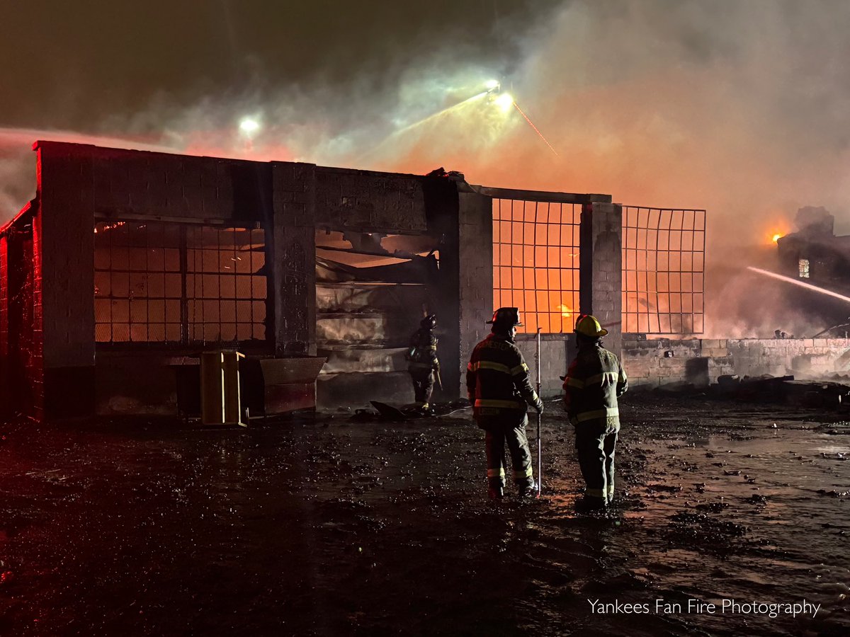 Rochester Fire Department battling a five alarm fire in a warehouse on Hague Street