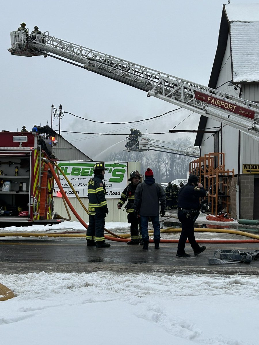 Multiple Fire Departments from Monroe and Wayne Counties on scene of a Fire at Wilbert’s Premium Auto Parts in Webster