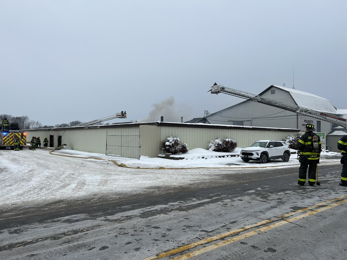 Multiple Fire Departments from Monroe and Wayne Counties on scene of a Fire at Wilbert’s Premium Auto Parts in Webster