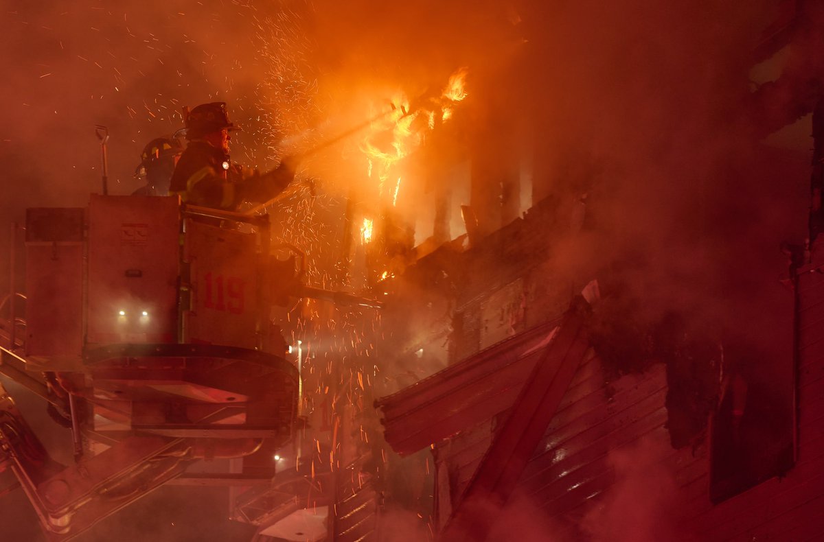 Fire marshals in Brooklyn are investigating what caused a ferocious, four-alarm fire on Saturday night that left 10 families homeless