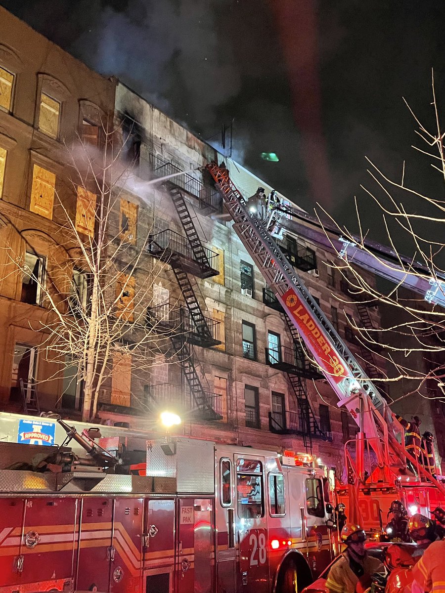 Fire Department received a call at 108 West 139 Street for a fire. Our units arrived in approximately three-and-a-half minutes. This is a five-story, non-fireproof multiple dwelling that has been vacant for many years
