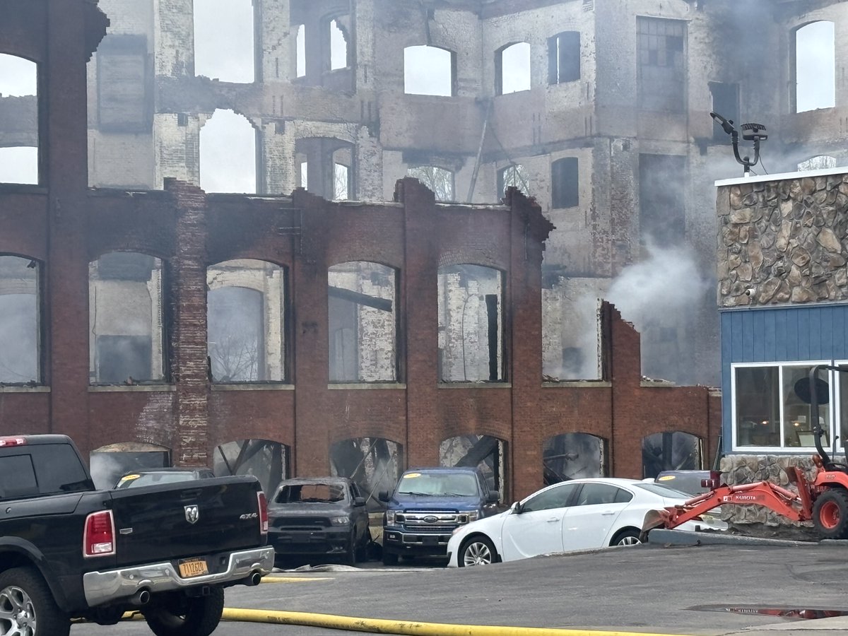 A massive fire erupted in Gloversville Tuesday night, engulfing a vacant building that once housed a commercial knitting mill.