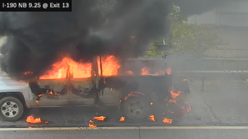 Buffalo auto fire on the 190S @ Austin st. Auto fully involved.