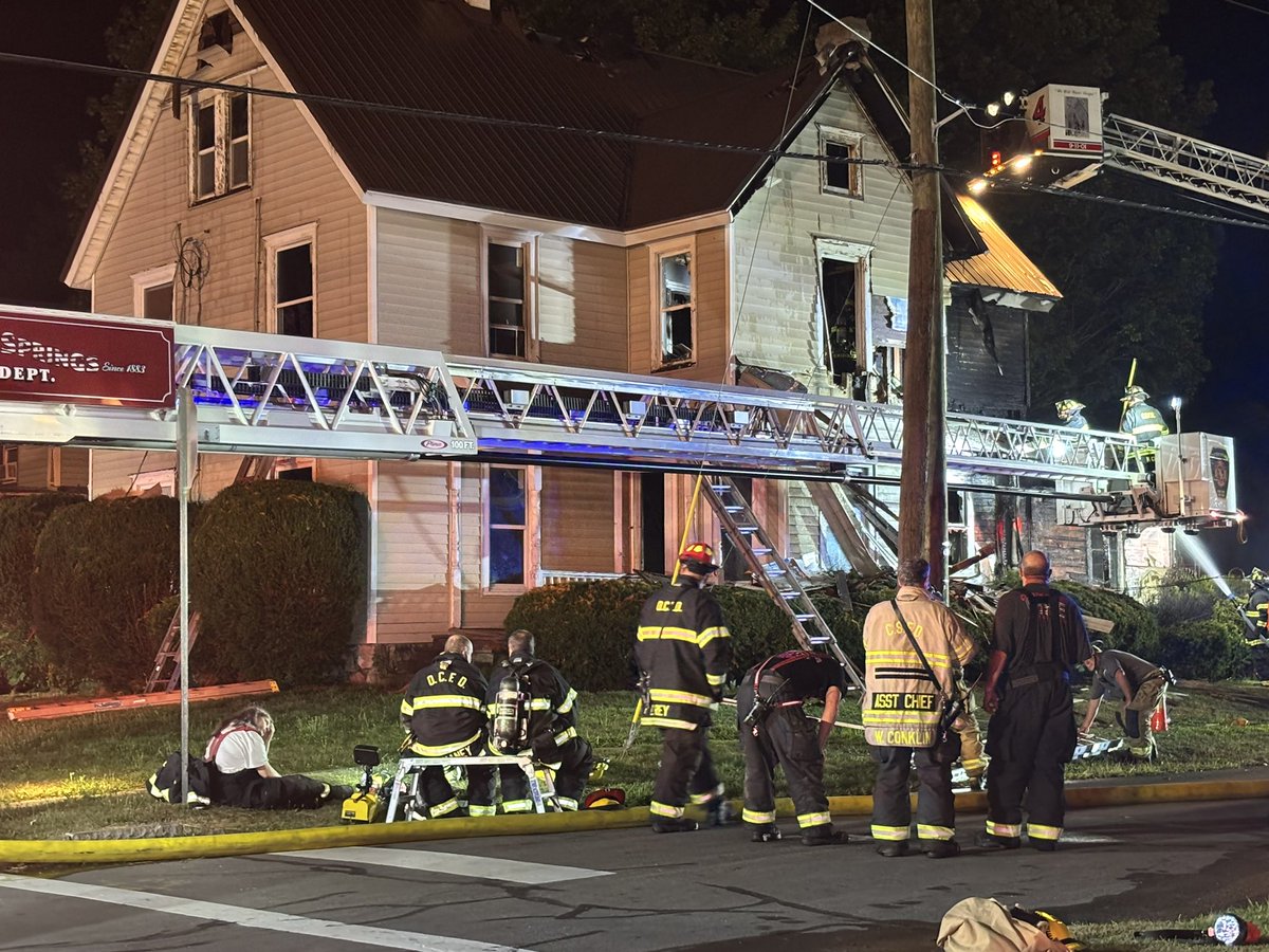 Three alarm fire in Clifton Springs. Heavy damage to a side-by-side duplex. The third alarm was called due to the heat. No one was injured and cause is under under investigation