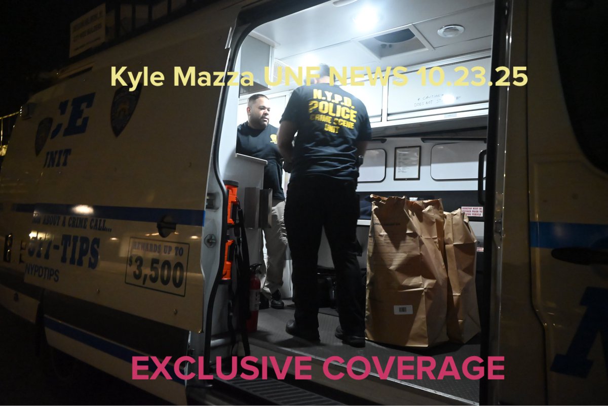 Members of the NYPD crime scene unit executed a search warrant and collected evidence on October 23, 2025 after a child was critically stabbed multiple times to the head, an adult woman was stabbed to the abdomen with other children uninjured including suspect Joshua Burnside being taken into custody at 1010 East 173 Street 