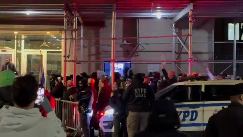 Antisemites have showed up outside Park East synagogue and are chanting for intifada. The Rabbi of the synagogue is a holocaust survivor who remembers vividly the horrors of Kristallnacht