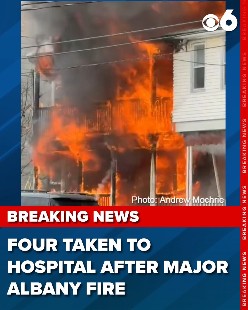 Four people have been taken to the hospital after a large fire in Albany. At least two of them were seriously hurt.