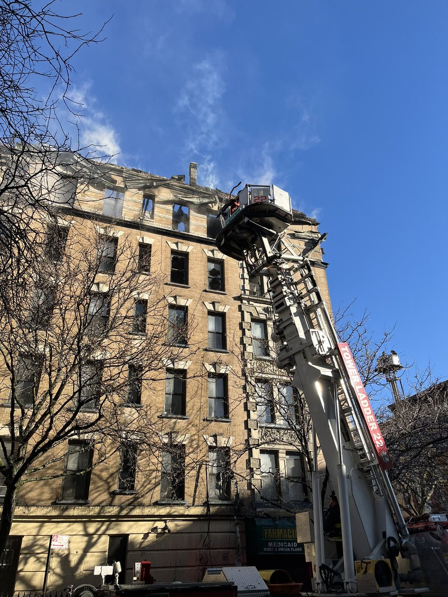 Tuesday morning, the FDNY responded to a 4-alarm fire at 201 West 107th Street in Manhattan. Units arrived in just over three minutes. Firefighters and Rescue Paramedics escorted two civilians out of the building to be treated by EMS. 