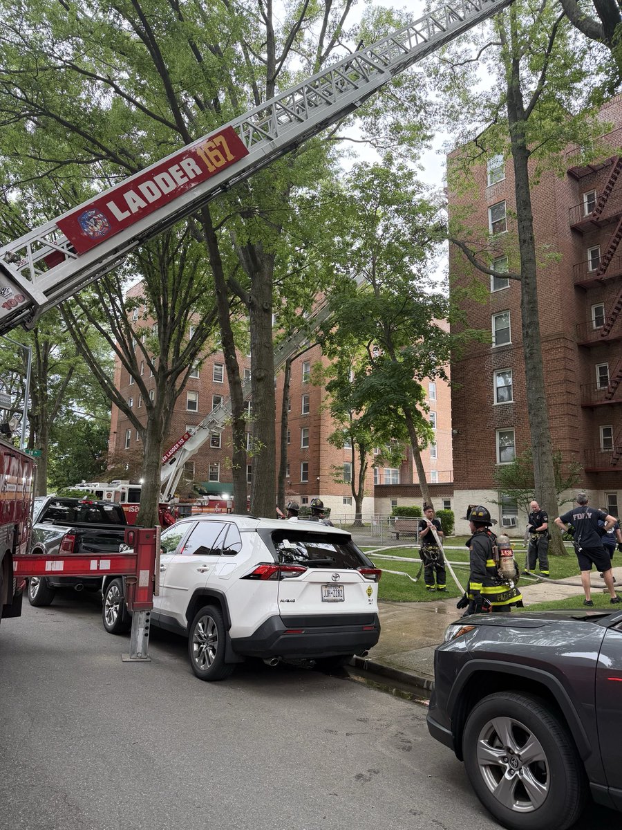 Report of a fire in a seven-story building at 27-10 Parsons Boulevard in Queens. Units arrived within three minutes, and a third alarm was eventually transmitted due to fire extending into the cockloft, which is a void space