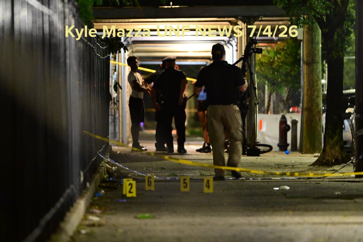 Members of the NYPD Crime Scene Unit collected evidence, marked shell casings with evidence markers and worked the scene where eight people were shot in a mass shooting in Coney Island, Brooklyn, New York, United States on July 4, 2026.