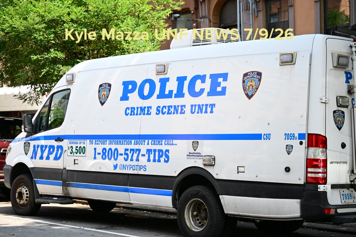 NYPD officers work the scene after skeletal remains were found inside of 219 East 115 Street within the confines of the 25 precinct in East Harlem, Manhattan, New York, United States on Thursday, July 9, 2026. Wednesday afternoon at approximately 3:46 PM police responded to the location and discovered the skeletal remains. The NYC Office of the Chief Medical Examiner is conducting a forensic investigation and anthropology along with NYPD detectives and the NYPD crime scene unit were investigating at the scene.