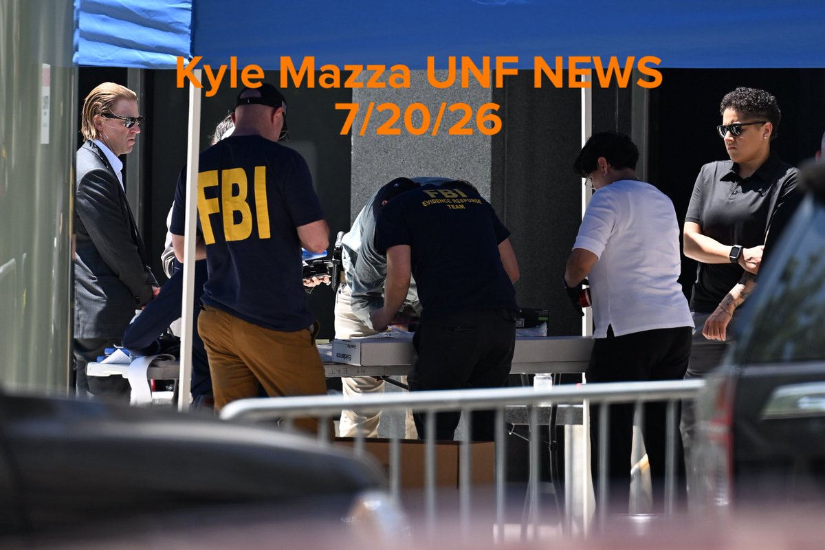 Members of the FBI Evidence Response Team work the scene where an incendiary device was detonated outside of 26 Federal Plaza in Manhattan, New York, United States on July 20, 2026. Monday morning the incident occurred and federal authorities are investigating the crime scene