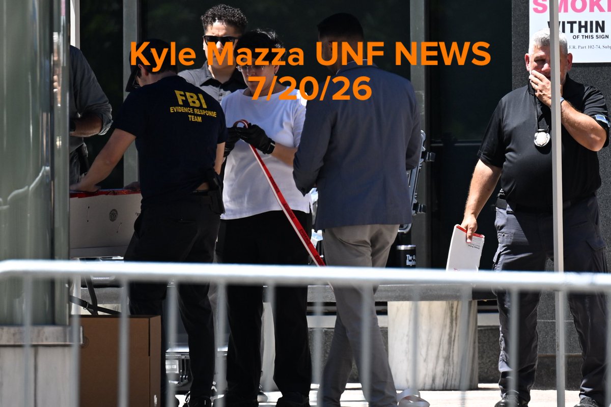 Members of the FBI Evidence Response Team work the scene where an incendiary device was detonated outside of 26 Federal Plaza in Manhattan, New York, United States on July 20, 2026. Monday morning the incident occurred and federal authorities are investigating the crime scene