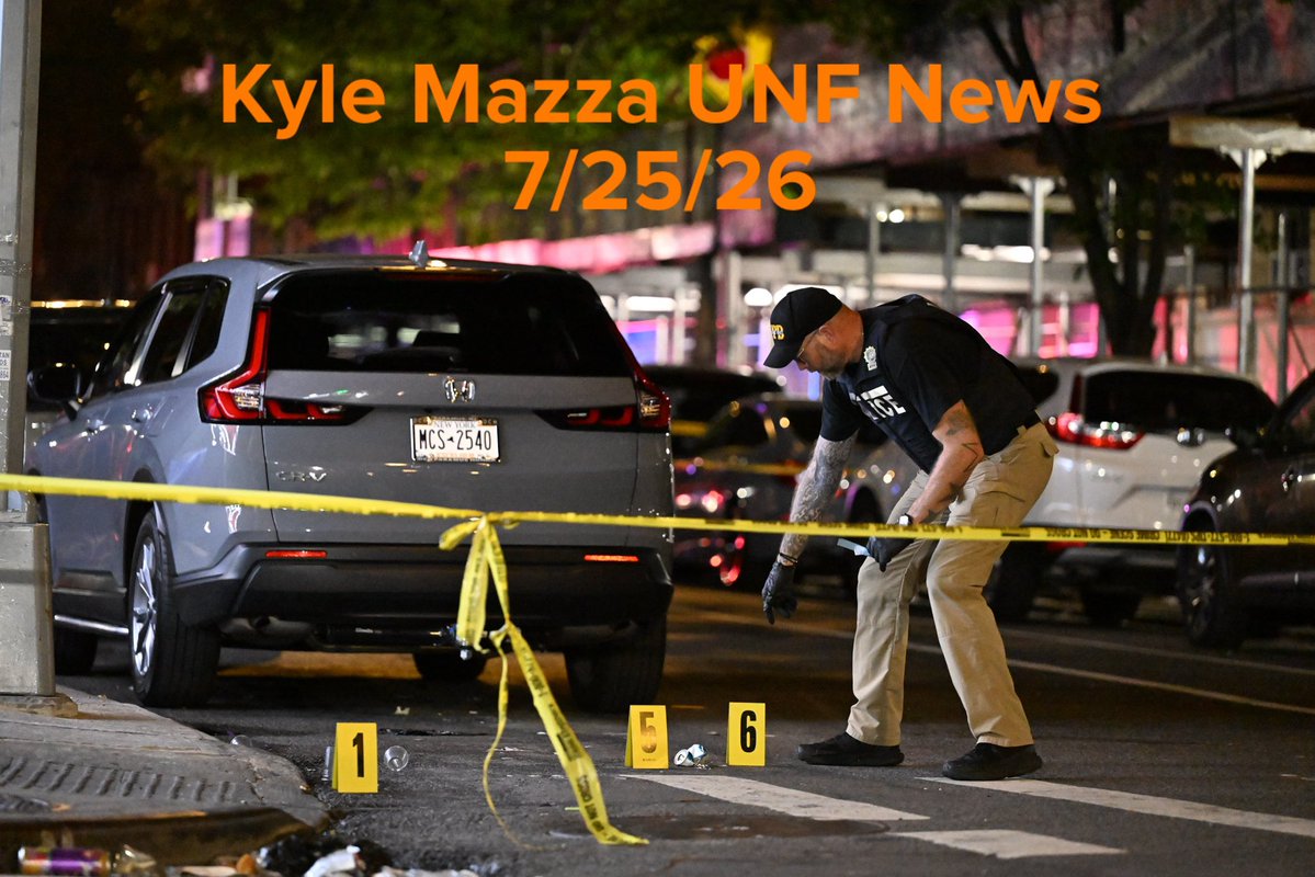 Victim has been identified as 12-year-old Jacob Freytes. Members of the NYPD Crime Scene Unit work the scene and place down evidence markers to highlight shell casings where a 12-year-old boy was killed and two men were injured in a shooting outside of a Supermarket and Deli at 104 Elliot Place in Bronx, New York, United States on July 25, 2026. Saturday afternoon at approximately 4:55 pm the shooting took place. 