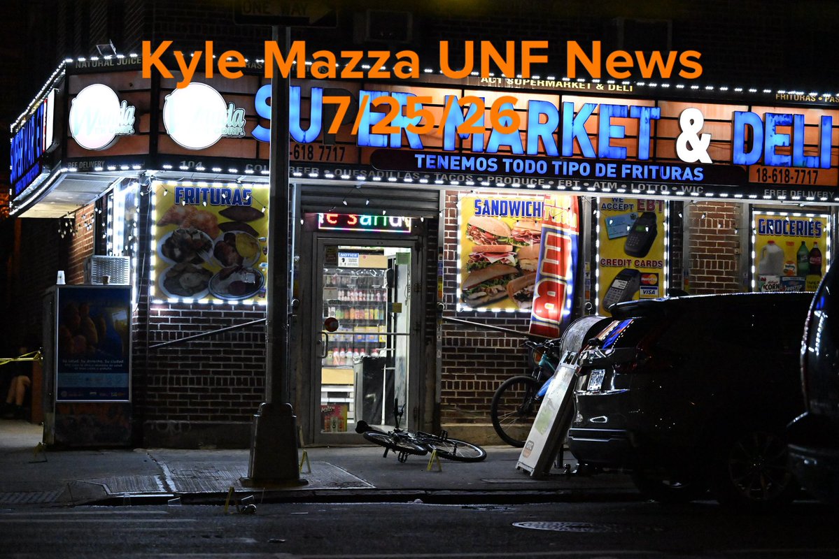 Victim has been identified as 12-year-old Jacob Freytes. Members of the NYPD Crime Scene Unit work the scene and place down evidence markers to highlight shell casings where a 12-year-old boy was killed and two men were injured in a shooting outside of a Supermarket and Deli at 104 Elliot Place in Bronx, New York, United States on July 25, 2026. Saturday afternoon at approximately 4:55 pm the shooting took place. 