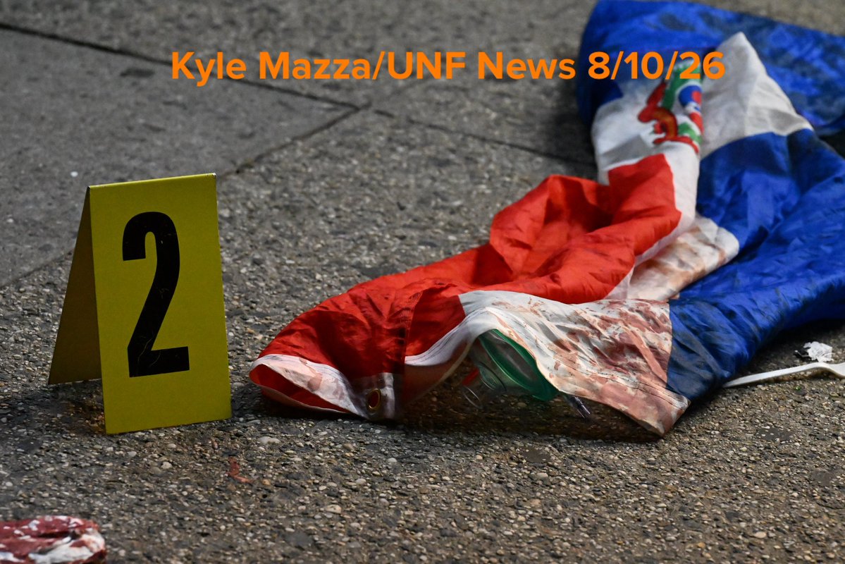 NYPD officers work the scene where a 23-year-old man was fatally stabbed to the stomach and a 23-year-old man was injured after being stabbed to the chest on Nagle Avenue in Manhattan, New York, United States on August 10, 2026. The stabbing transpired at 12:42 am Monday morning, the 23-year-old man who was stabbed to the chest was transported to New York Presbyterian Hospital in stable condition and the 23-year-old man who was stabbed to the stomach was transported to Harlem Hospital where he was pronounced dead. 
