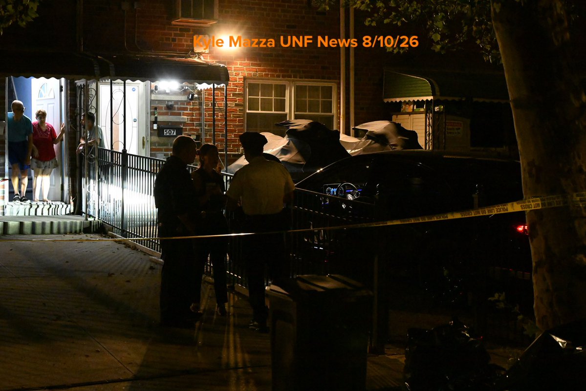 NYPD officers work the scene where a woman was shot at 507 Hollywood Avenue within the confines of the 45 precinct in Bronx, New York, United States on August 10, 2026. NYPD police officers responded at approximately 10:09 pm Monday  