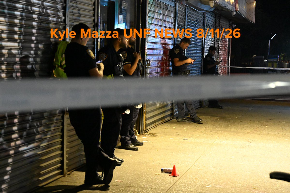NYPD officers work the scene where a 31-year-old man was shot to the head at 2624 Jerome Avenue within the confines of the 52 precinct in Bronx, New York, United States on August 11, 2026. Tuesday evening at approximately 10:02 pm police responded and located the 31-year-old man suffering from a gunshot wound to the head. EMS transported the victim to St. Barnabas hospital