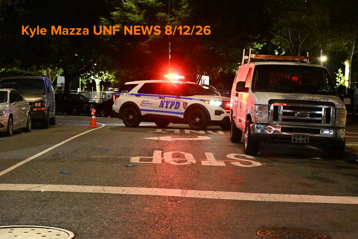 NYPD officers work the scene where a man was fatally shot multiple times to the body in the area of Lewis Avenue and Broadway within the confines of the 81 precinct in Brooklyn, New York, United States 