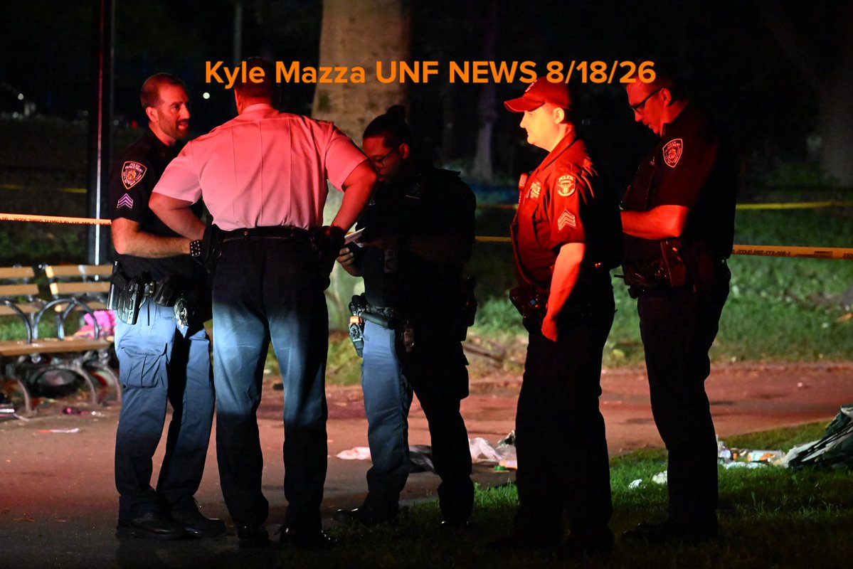 NYPD officers work the scene where a 30-year-old woman was stabbed multiple times to the body inside of Lincoln Terrace/Arthur S. Somers Park within the confines of the 77 precinct in Brooklyn 