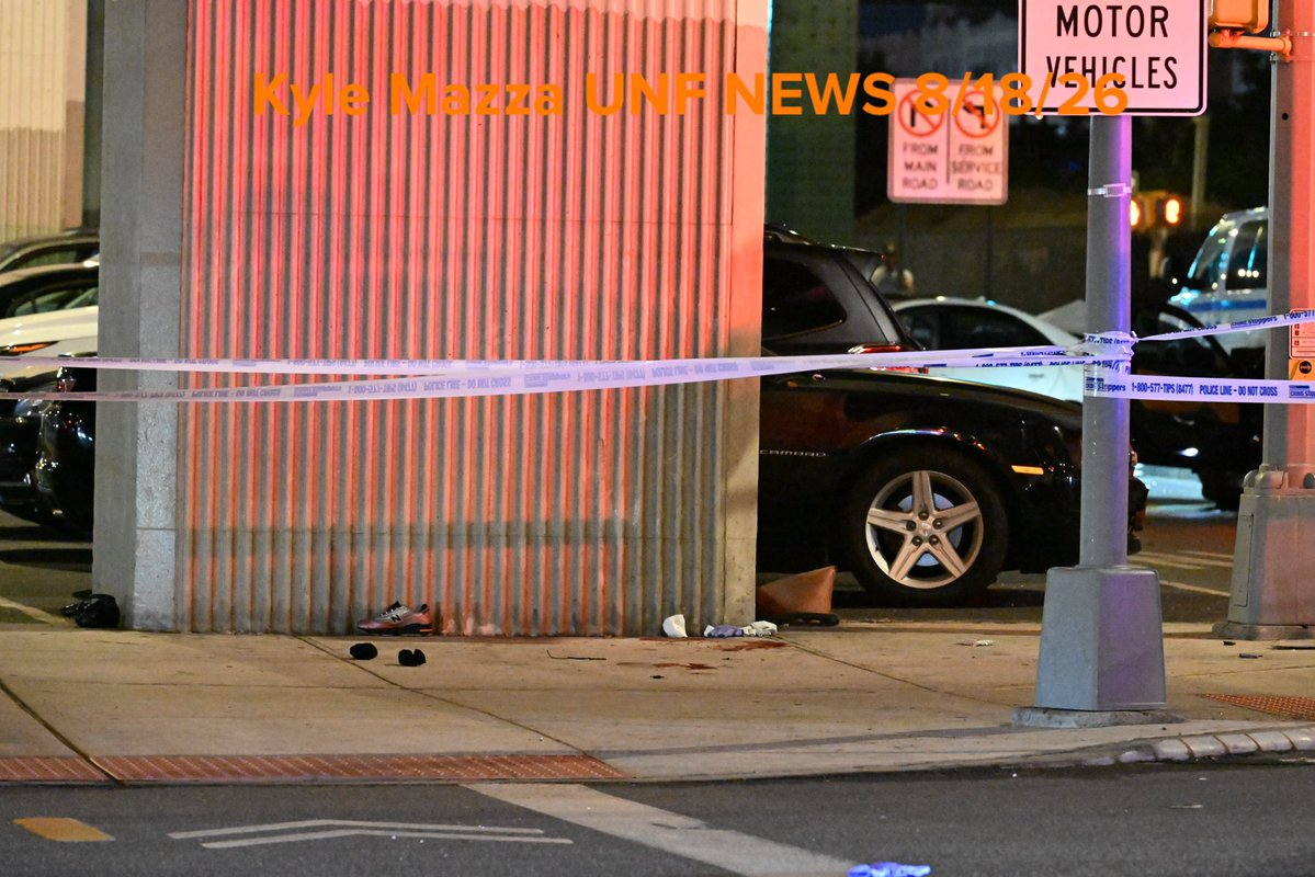 NYPD officers work the scene of a vehicle collision which caused a 51-year-old man who was riding a bike to be critically wounded and a 38-year-old woman to sustain injuries at Longwood Avenue and Bruckner Boulevard within the confines of the 41 precinct in Bronx, New York,