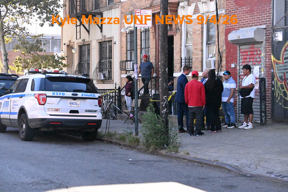 NYPD crime scene unit investigators work the scene where a 42-year-old man was fatally assaulted and attacked in front of 152 Grattan Street within the confines of the 90 precinct in Brooklyn, New York