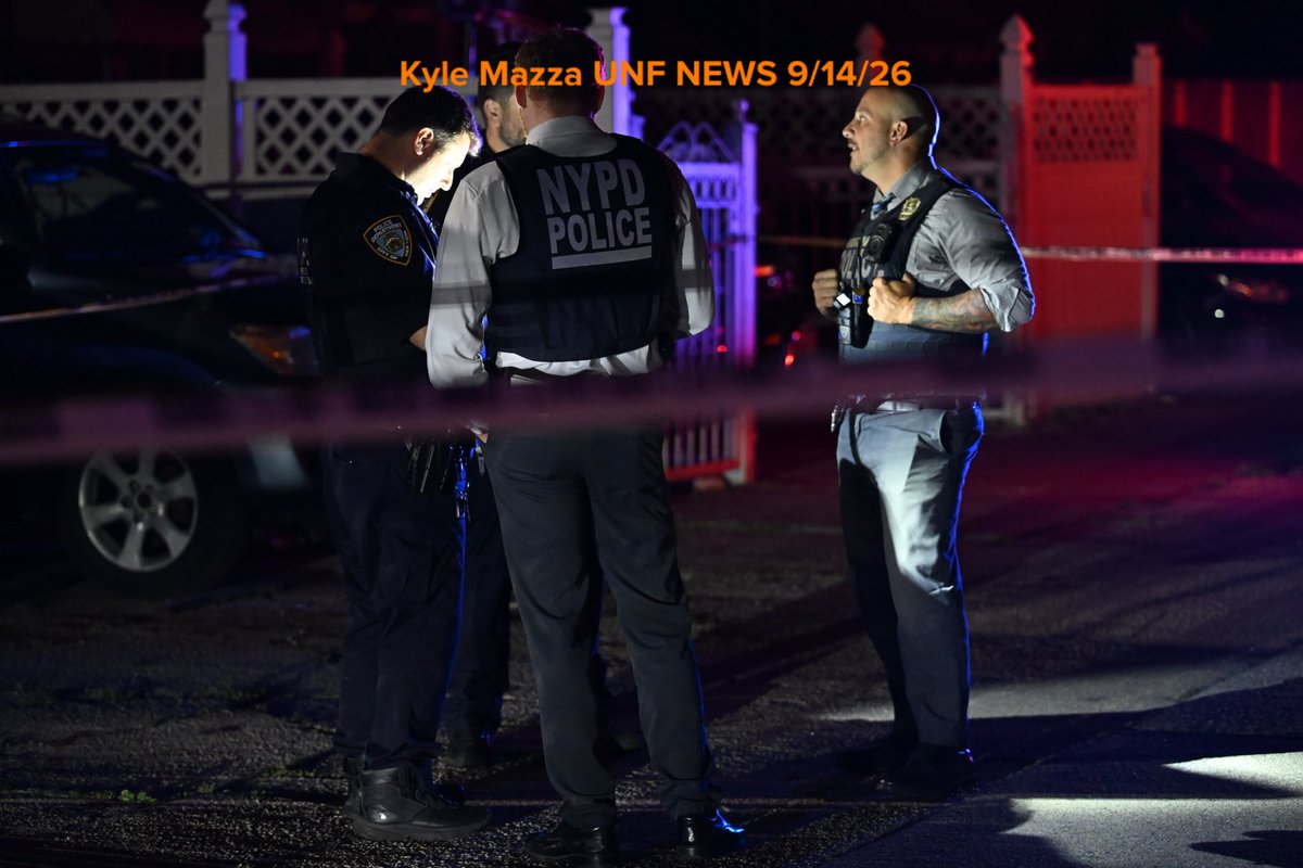 NYPD officers work the scene where a 43-year-old man was shot multiple times to the arm and leg in an alleyway near 1136 East 86 Street in the Canarsie neighborhood of Brooklyn, New York, United States on Monday, September 14, 2026. Shell casings and blood were found on scene. There are no arrests and the investigation is ongoing.